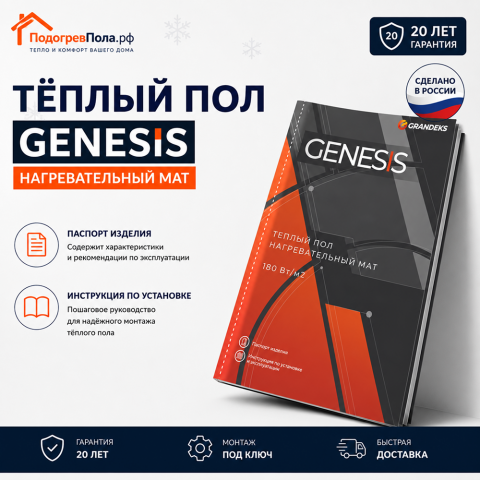 Нагревательный мат для теплого пола Genesis 1440 Вт - 8,0 кв.м