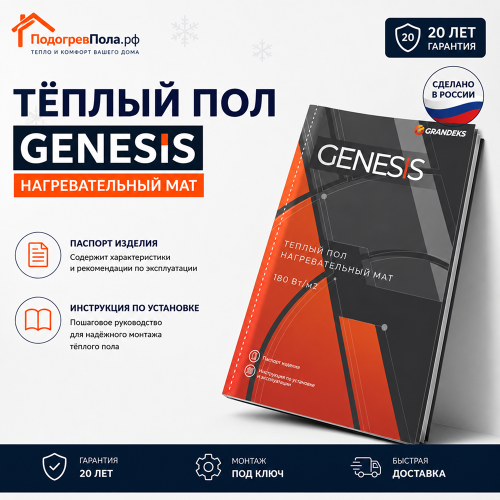 Нагревательный мат для теплого пола Genesis 1980 Вт - 11,0 кв.м