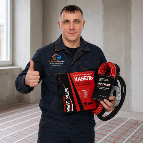 Теплый пол греющий кабель Heat Plus 155м. (3100 Вт)