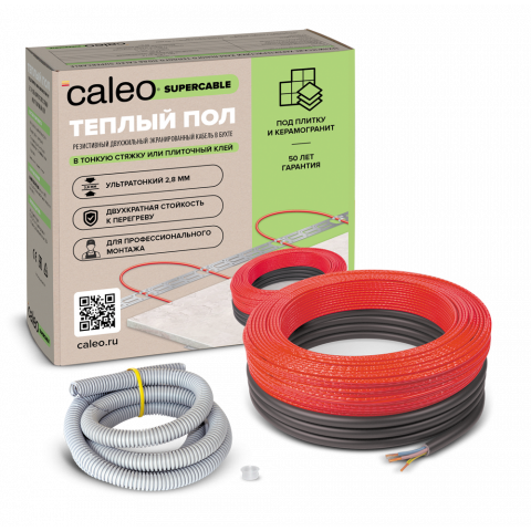Нагревательная секция для теплого пола CALEO SUPERCABLE 18W-20, 1.8-2.8 м2