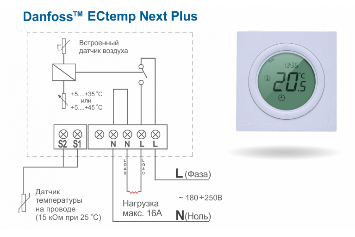 Подключение терморегулятора. Danfoss ECTEMP next Plus 088l0121. Терморегулятор Danfoss ECTEMP next Plus. Терморегулятор Danfoss ECTEMP next Plus 088l0121. Терморегулятор электронный программируемый Danfoss ECTEMP next Plus 16а (Devi).