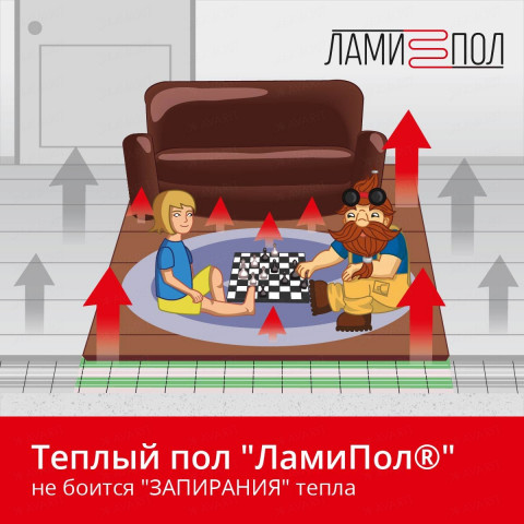 Комплект инфракрасного тёплого пола под паркет, паркетную доску, ламинат, линолеум и ковролин ЛамиПол C160 1,5 кв.м.