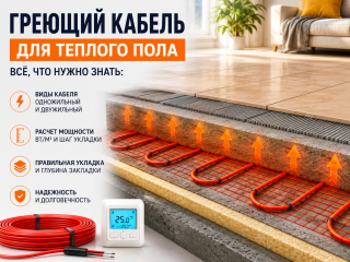 Греющий кабель для теплого пола: виды, расчет мощности и шаг укладки