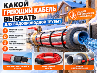 Какой греющий кабель выбрать для водопроводной трубы