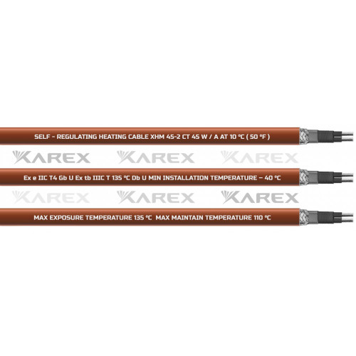 XAREX XHM 45-2 CT (45 Вт/м,Т4) Взрывозащищенный греющий саморегулирующийся кабель