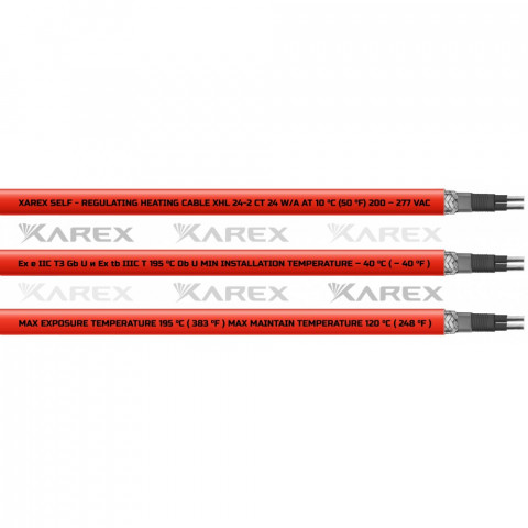 XAREX XHL 24-2 CT (24 Вт/м,Т3) Взрывозащищенный греющий саморегулирующийся кабель