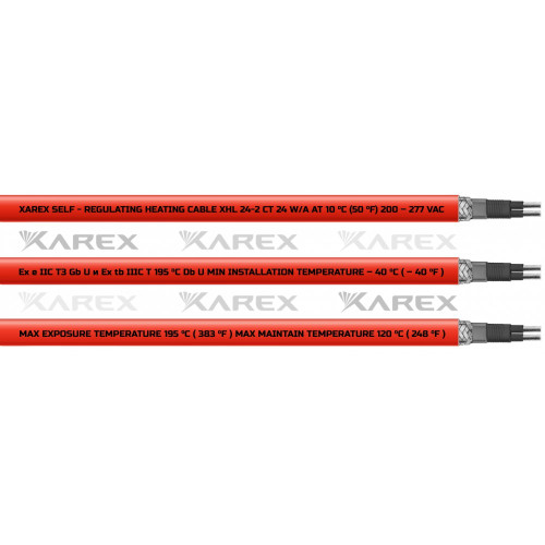 XAREX XHL 24-2 CT (24 Вт/м,Т3) Взрывозащищенный греющий саморегулирующийся кабель
