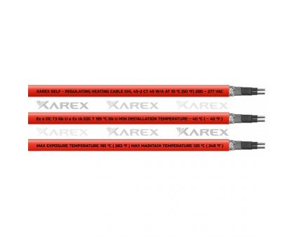 XAREX XHL 45-2 CT (45 Вт/м,Т3) Взрывозащищенный греющий саморегулирующийся кабель