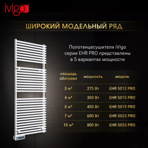 Полотенцесушитель электрический iVigo EHR 5033 PRO 800Вт