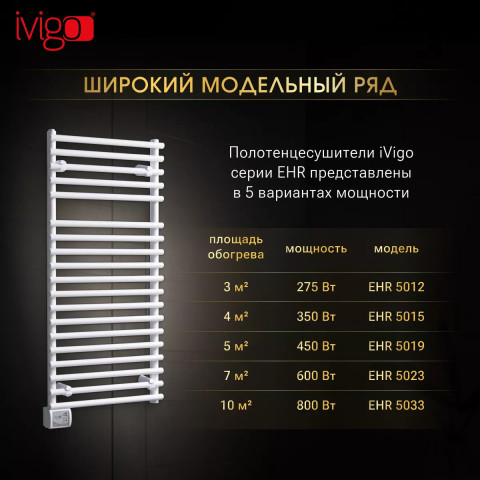 Полотенцесушитель электрический iVigo EHR 5019 450Вт