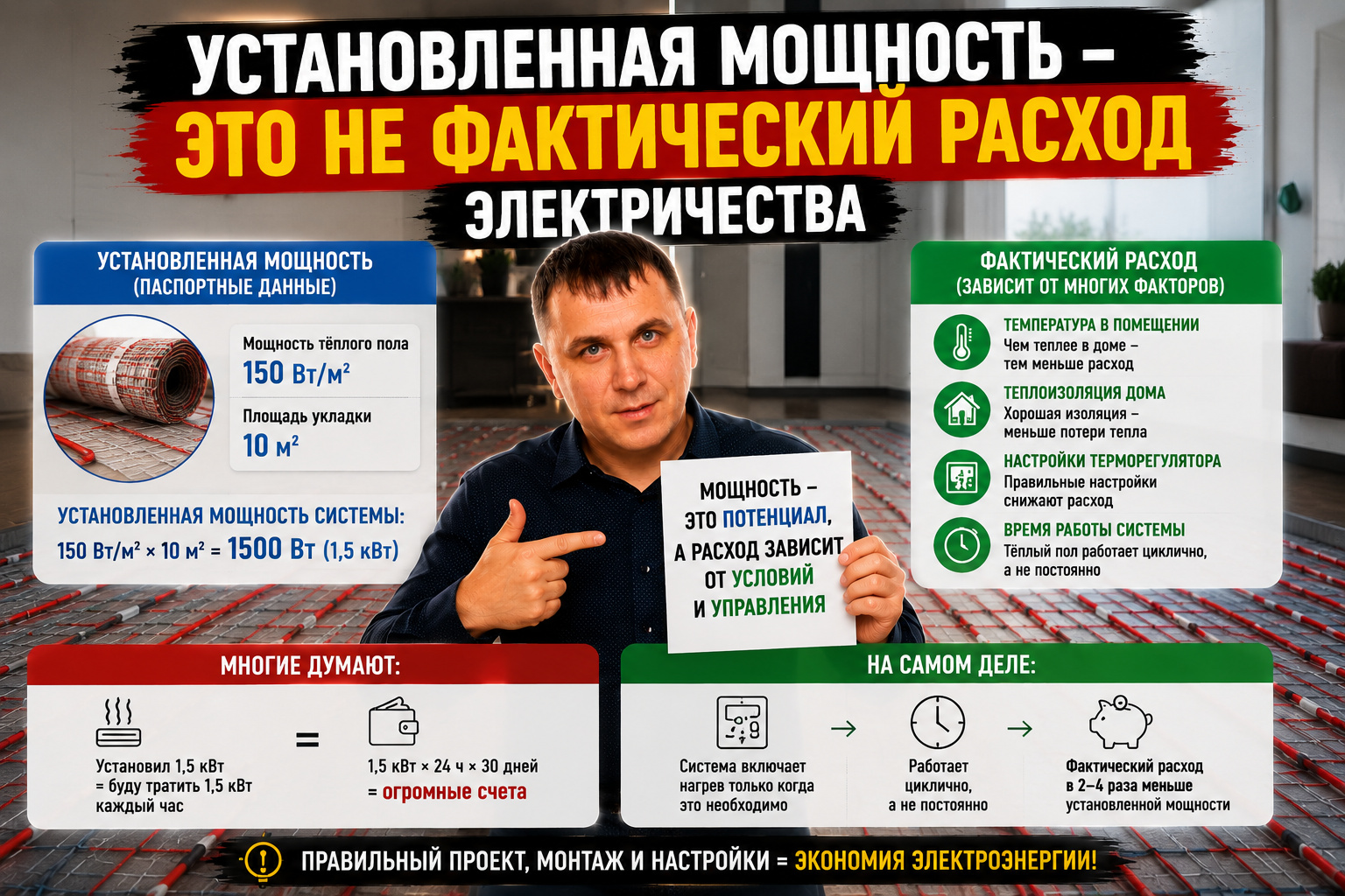 Установленная мощность - это не фактический расход