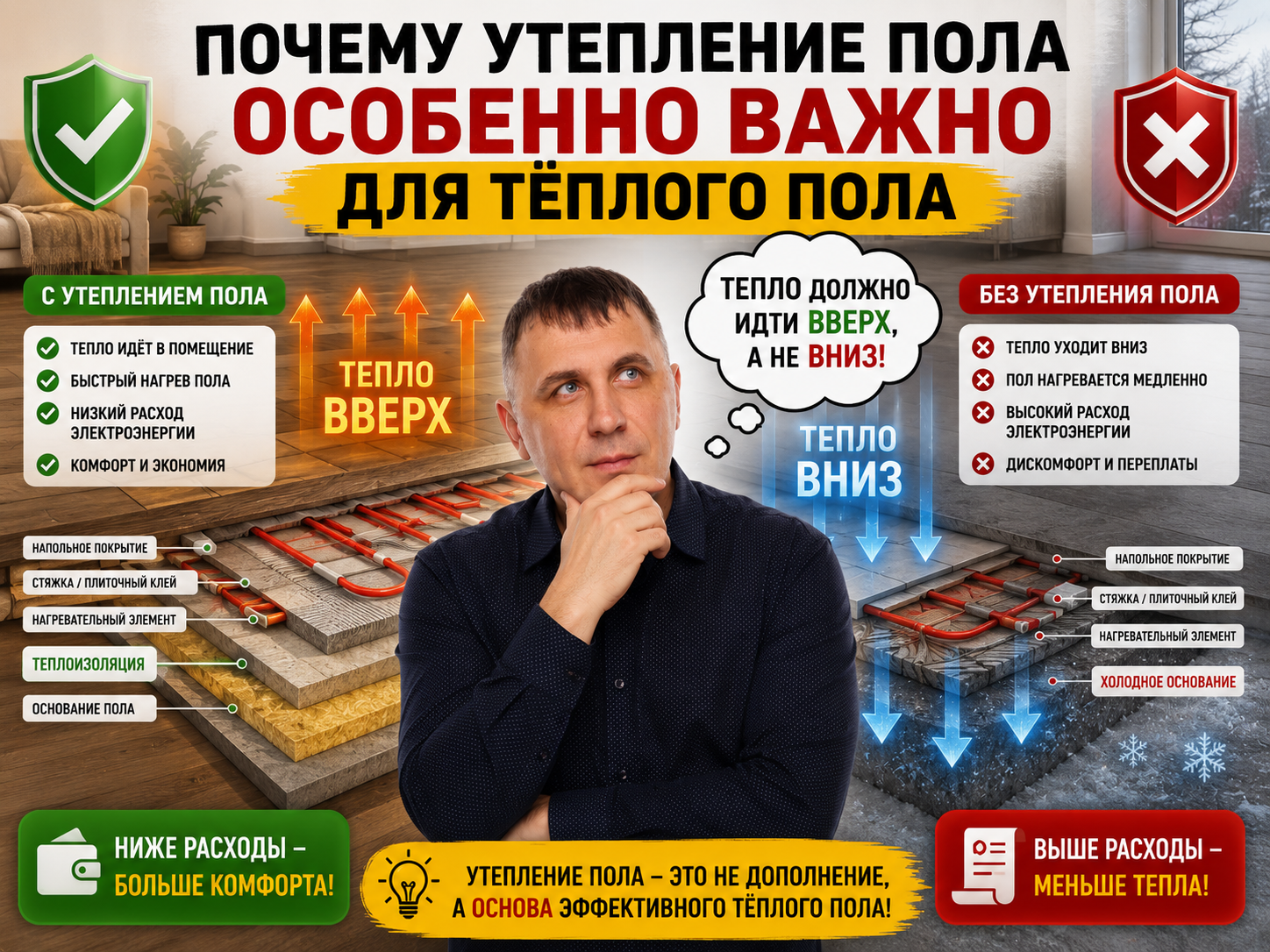 Почему утепление пола особенно важно для тёплого пола