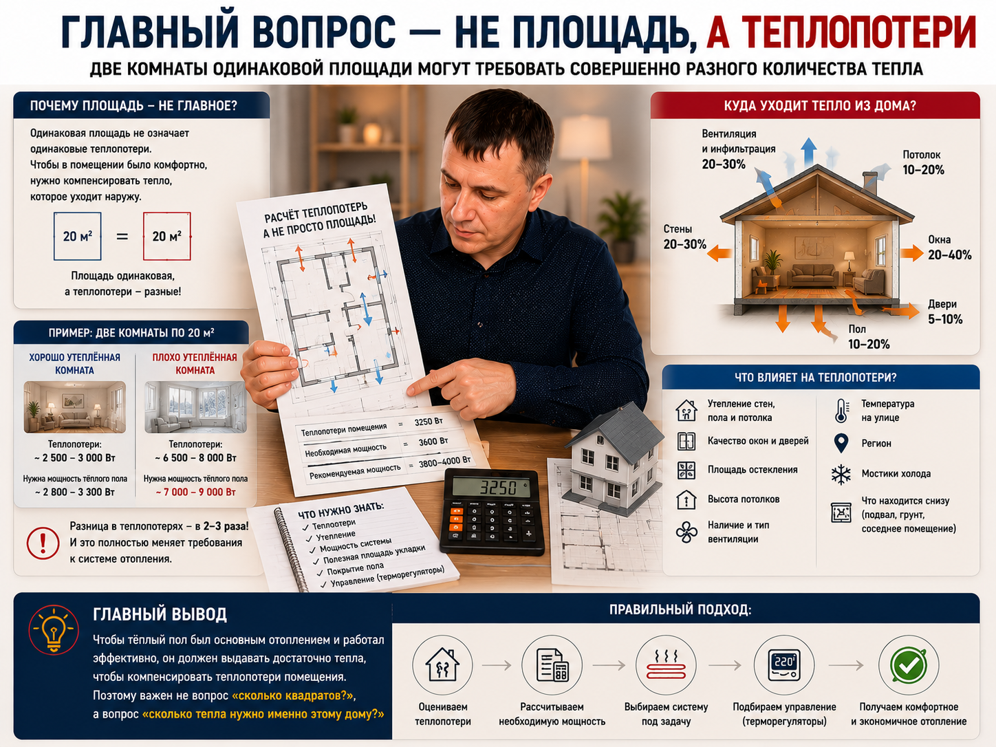 Главный вопрос — не площадь, а теплопотери