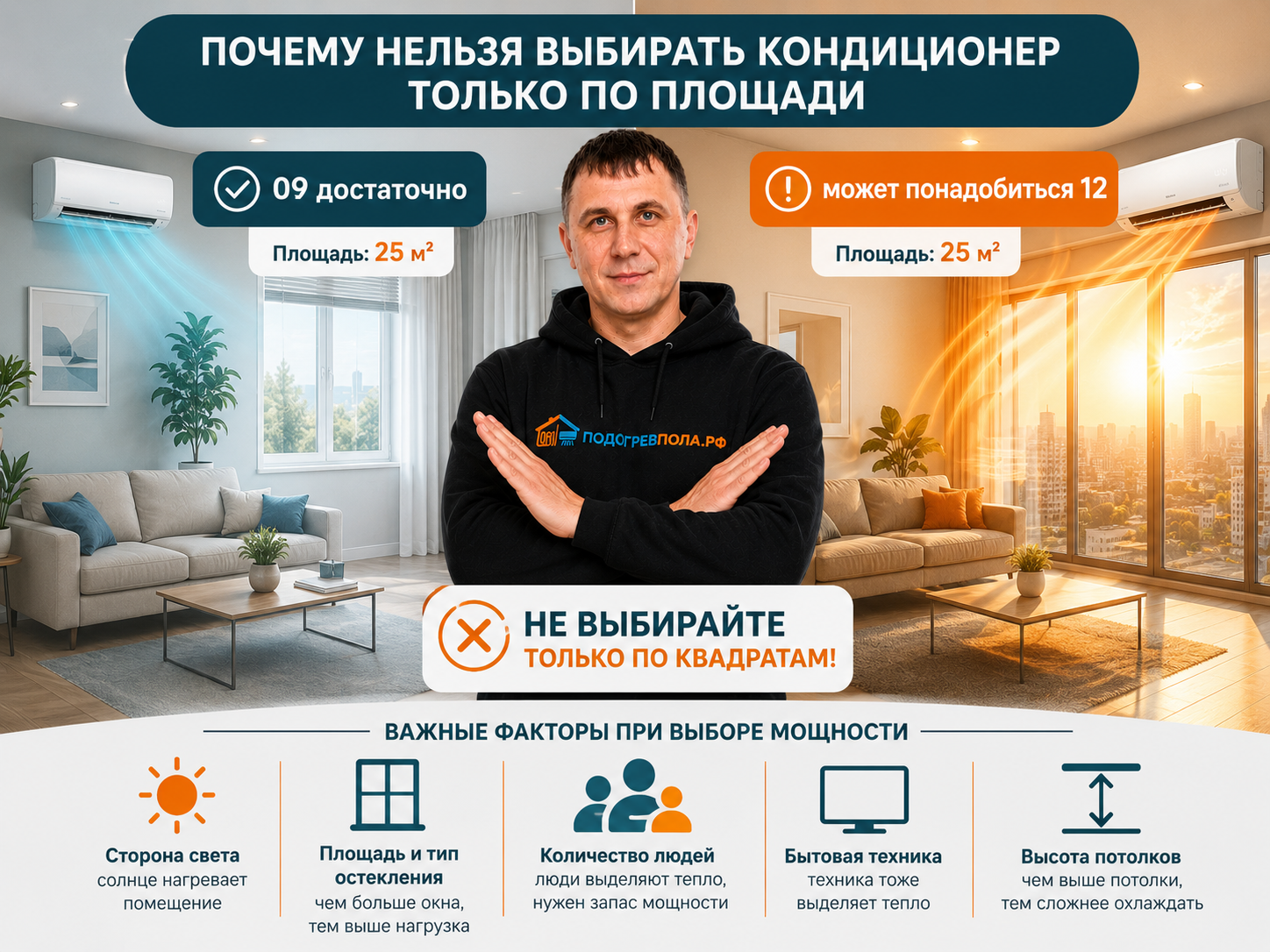 Почему нельзя выбирать кондиционер только по площади