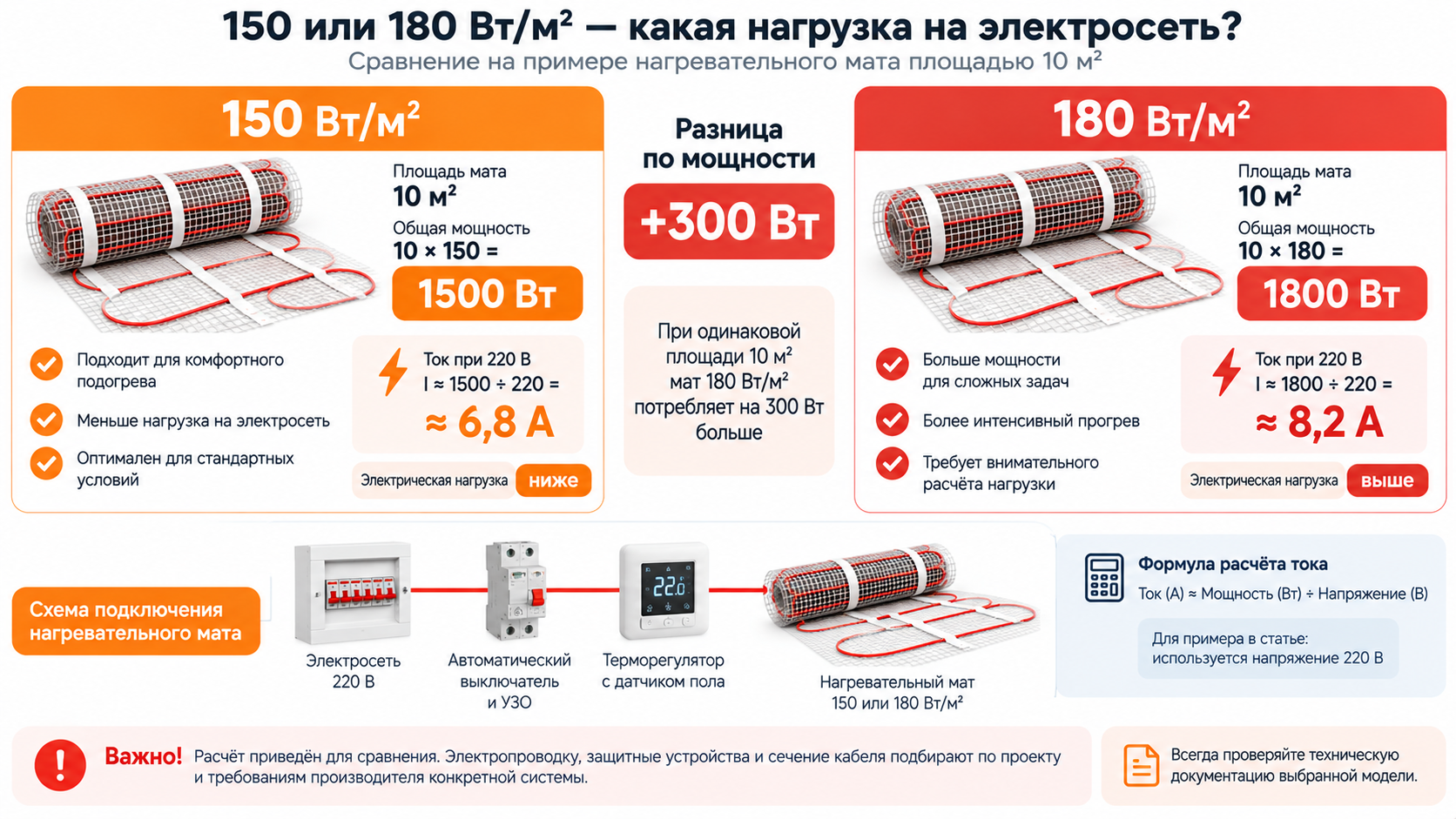 Как мощность нагревательного мата влияет на электропроводку