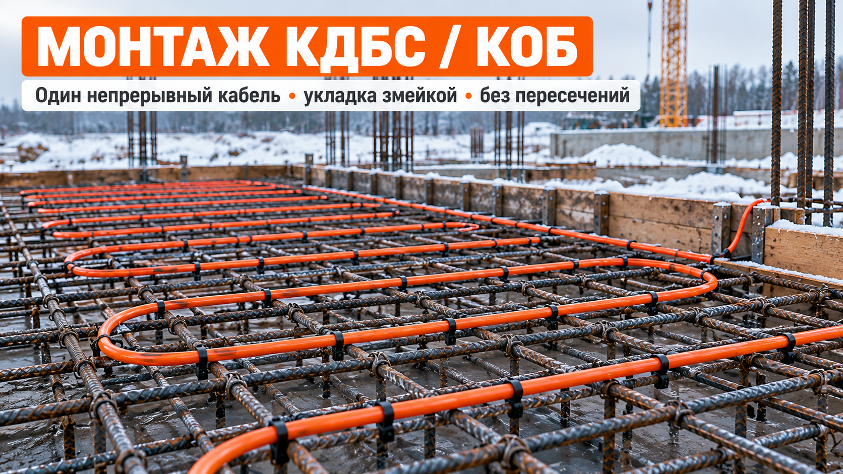 Монтаж КДБС и КОБ на арматуре — укладка греющего кабеля змейкой